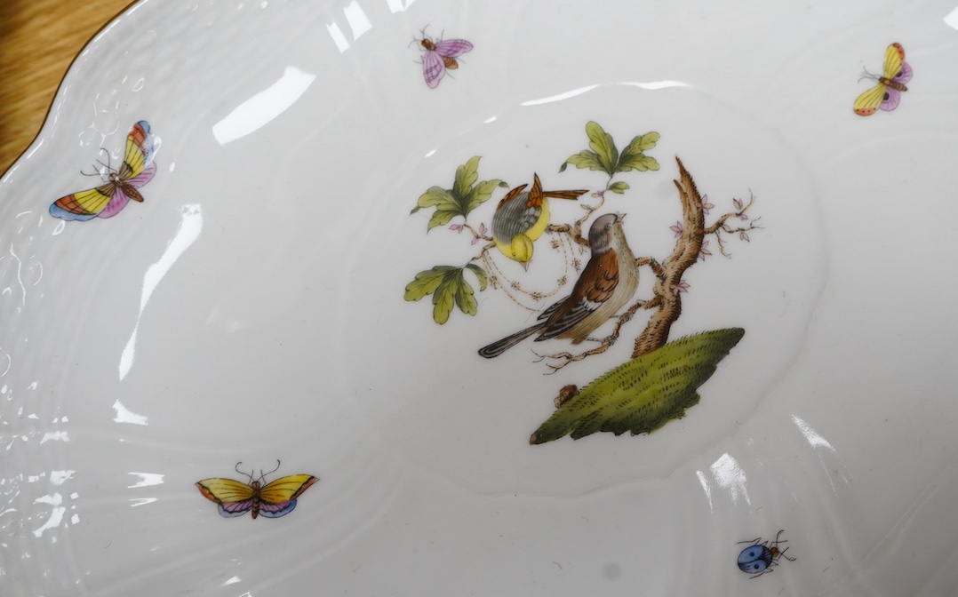 A pair of Herend ‘Rothschild birds’ oval dishes, 26cm. Condition - good